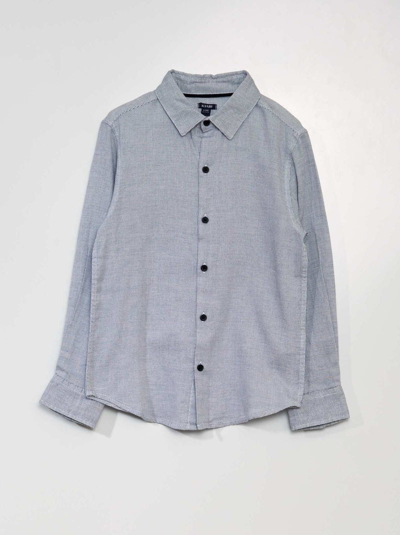 Regular-fit overhemd met motiefje BLAUW - Kiabi