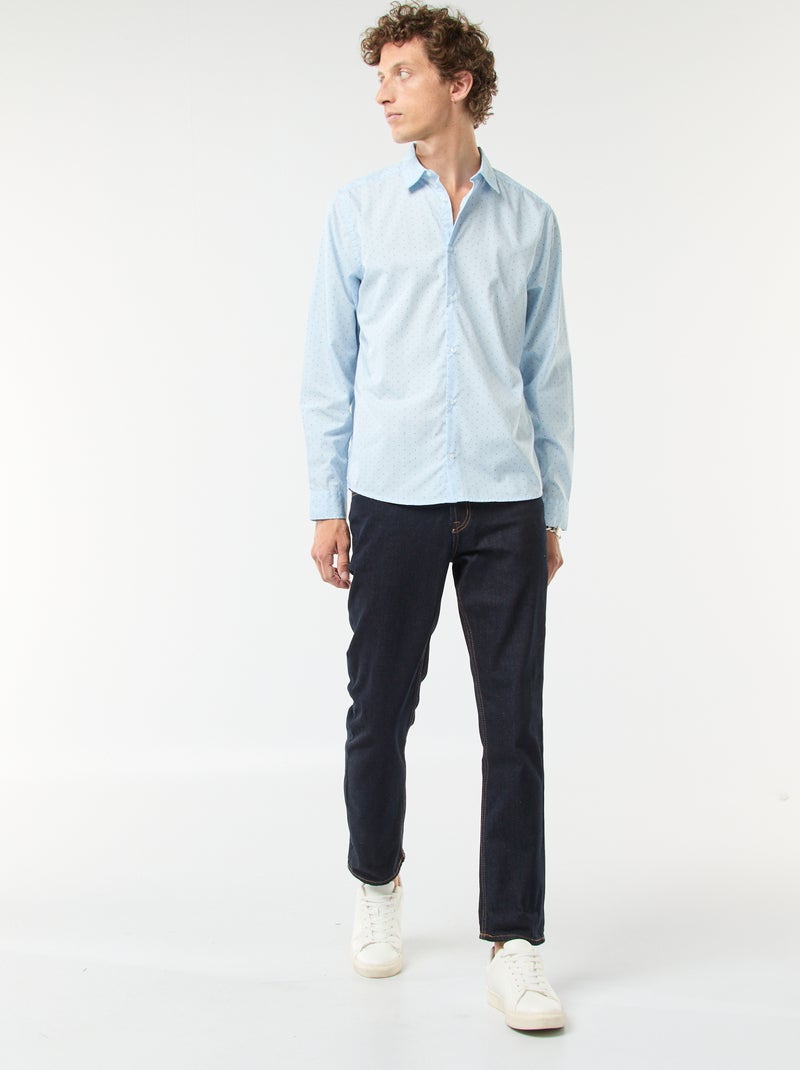 Regular-fit overhemd met stippenprint Blauw - Kiabi