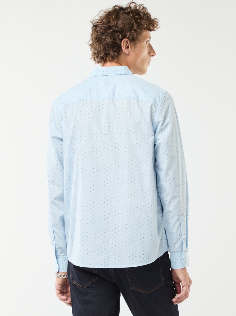 Regular-fit overhemd met stippenprint Blauw - Kiabi