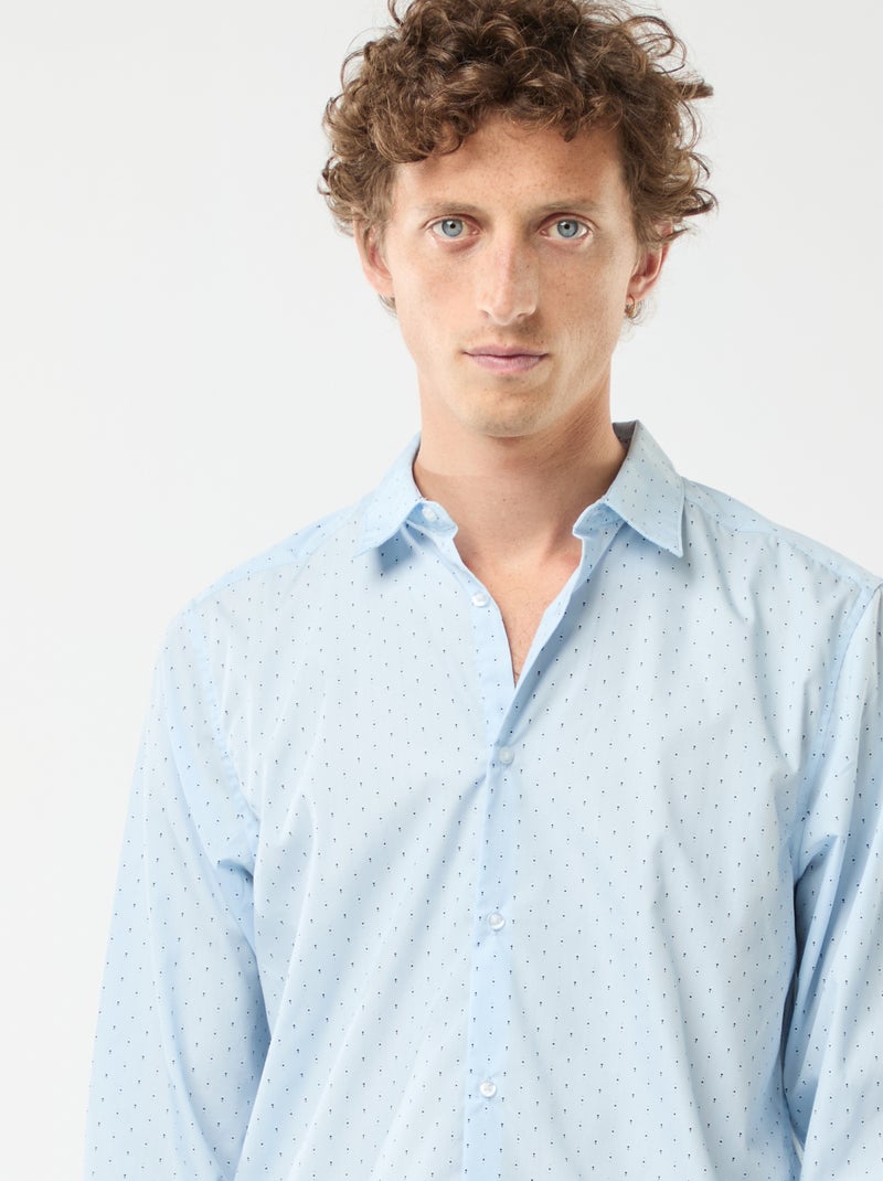Regular-fit overhemd met stippenprint Blauw - Kiabi