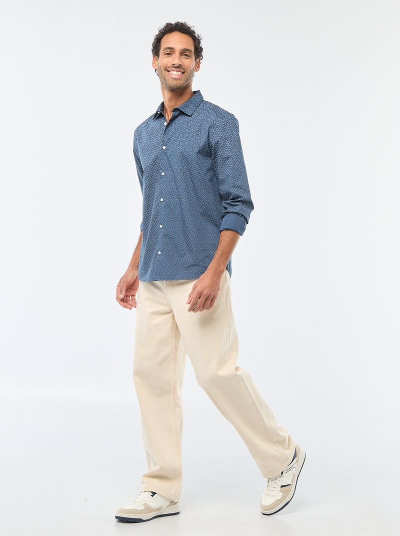 Regular-fit overhemd met stippenprint Blauw - Kiabi