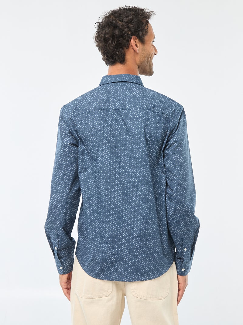 Regular-fit overhemd met stippenprint Blauw - Kiabi