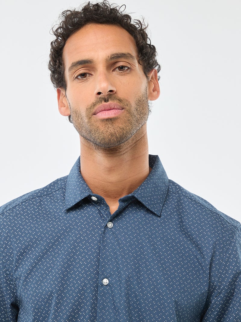 Regular-fit overhemd met stippenprint Blauw - Kiabi