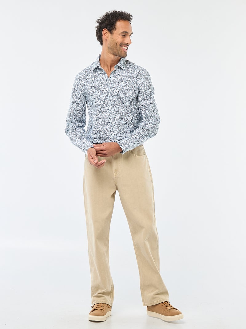 Regular-fit overhemd met stippenprint Blauw - Kiabi