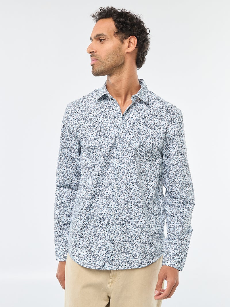 Regular-fit overhemd met stippenprint Blauw - Kiabi