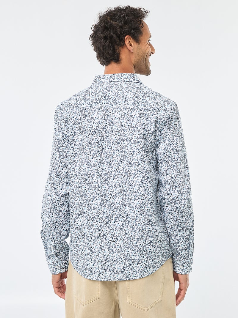 Regular-fit overhemd met stippenprint Blauw - Kiabi