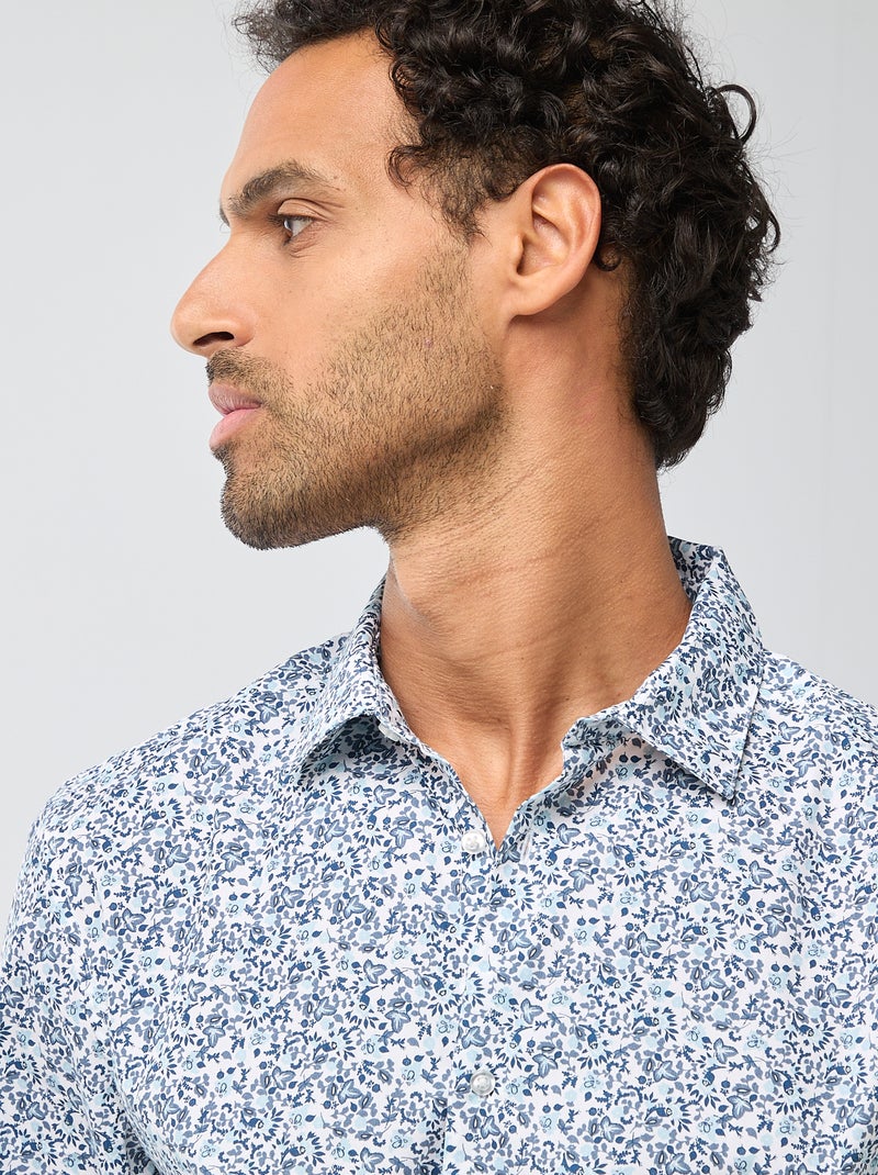 Regular-fit overhemd met stippenprint Blauw - Kiabi