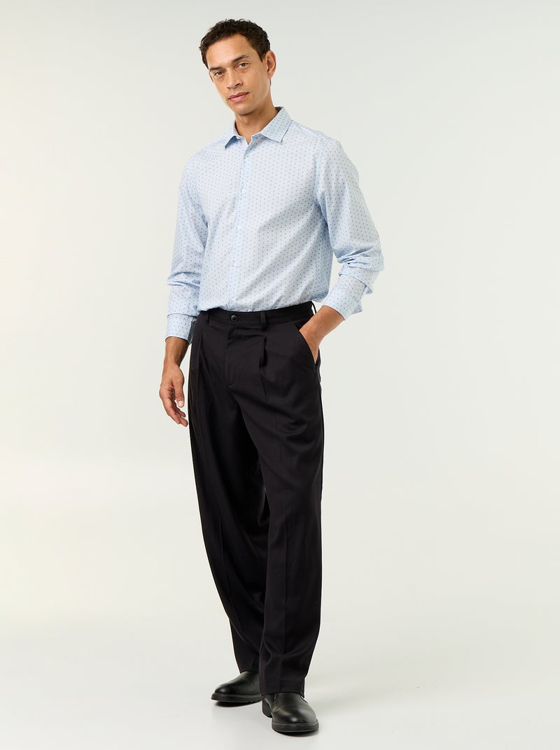Regular-fit overhemd met stippenprint Blauw - Kiabi