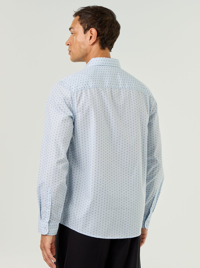 Regular-fit overhemd met stippenprint Blauw - Kiabi