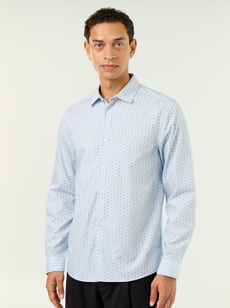 Regular-fit overhemd met stippenprint Blauw - Kiabi