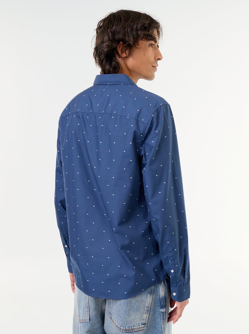 Regular-fit overhemd met stippenprint Blauw - Kiabi