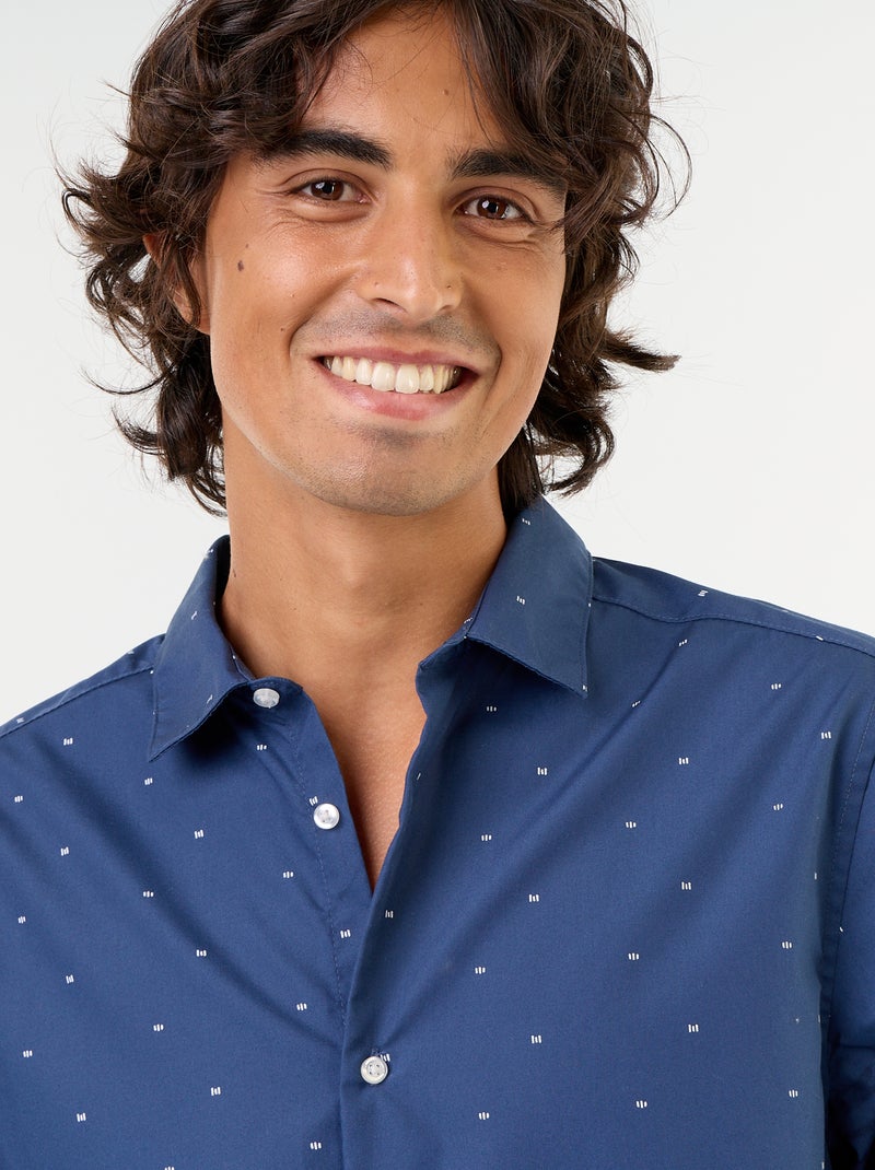 Regular-fit overhemd met stippenprint Blauw - Kiabi