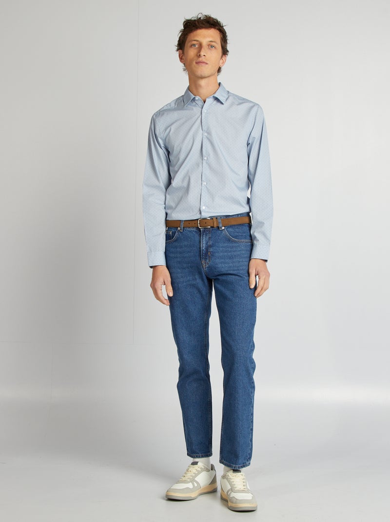 Regular-fit overhemd met stippenprint BLAUW - Kiabi