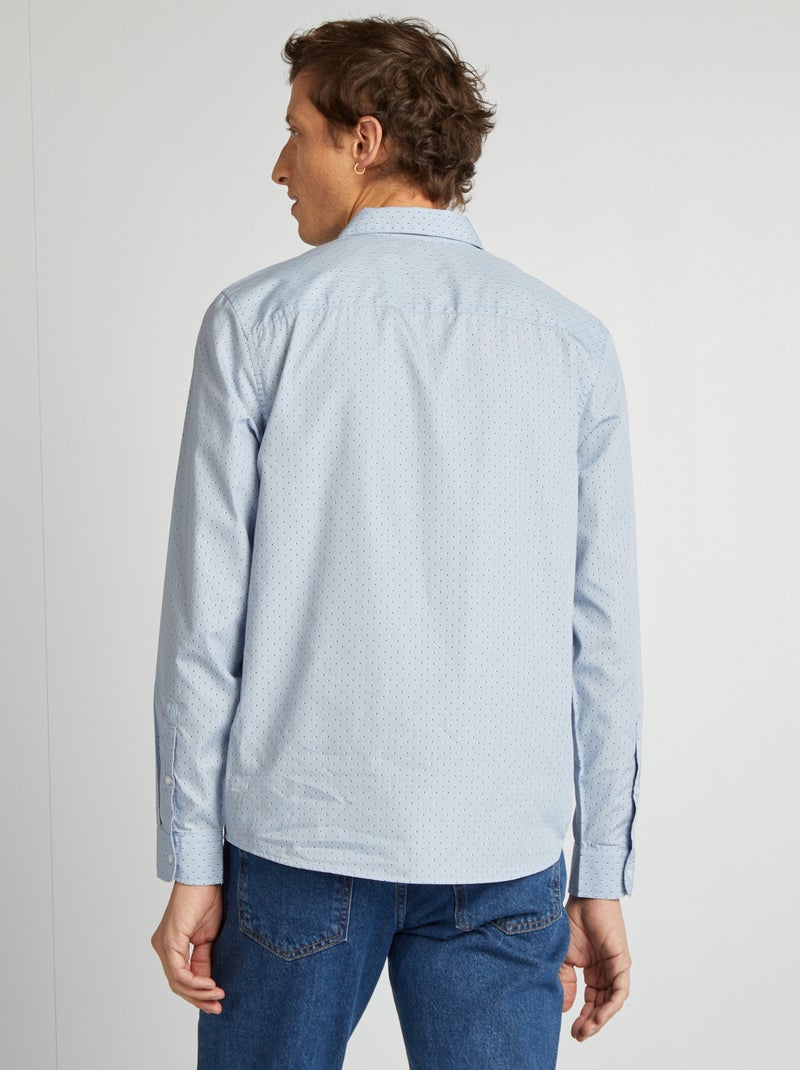 Regular-fit overhemd met stippenprint BLAUW - Kiabi