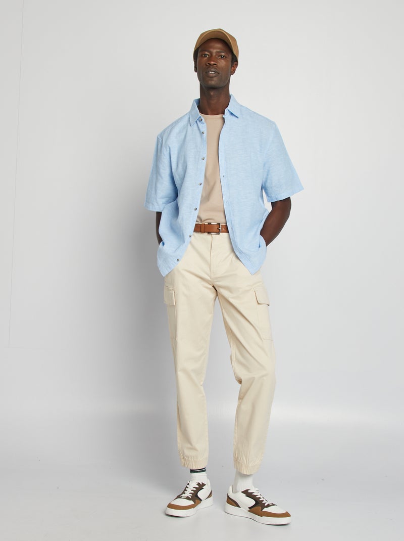 Regular-fit overhemd van linnenmix WIT - Kiabi