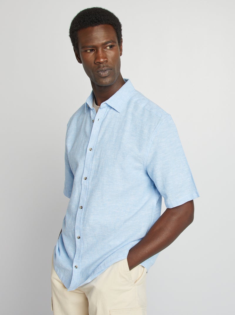 Regular-fit overhemd van linnenmix WIT - Kiabi