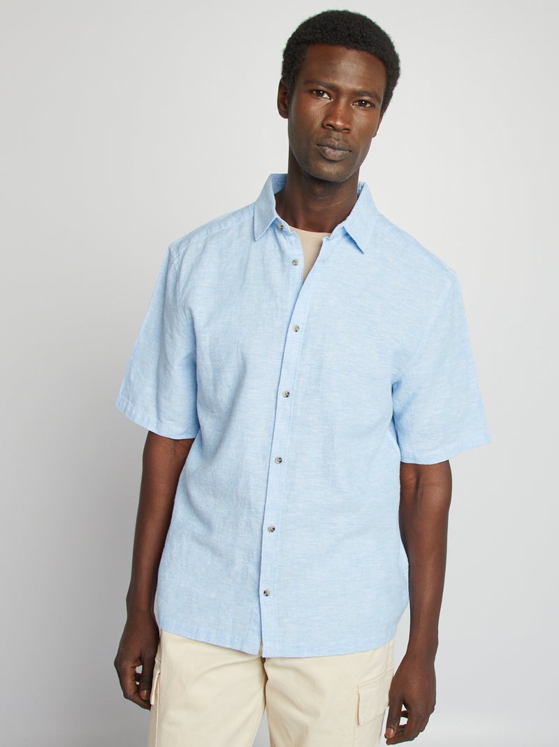 Regular-fit overhemd van linnenmix WIT - Kiabi