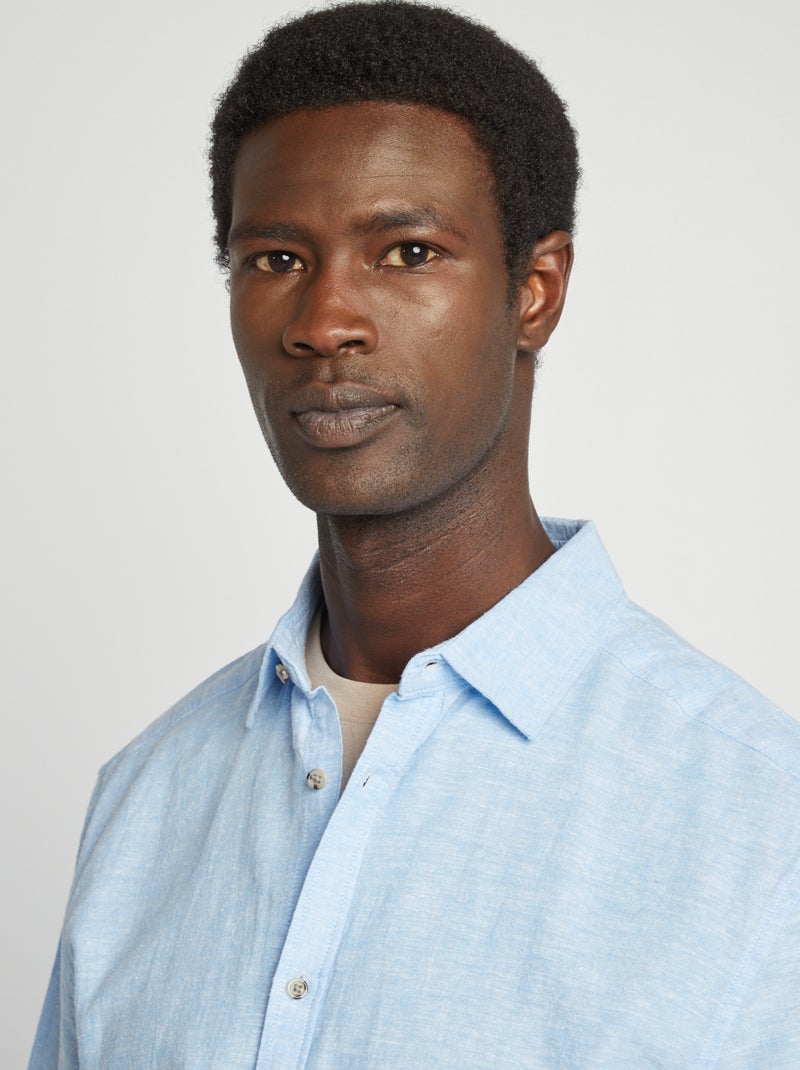 Regular-fit overhemd van linnenmix WIT - Kiabi