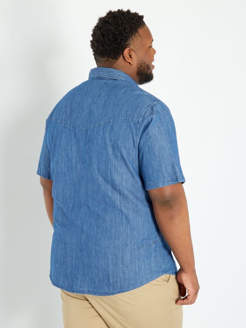 Regular-fit overhemd van spijkerstof BLAUW - Kiabi