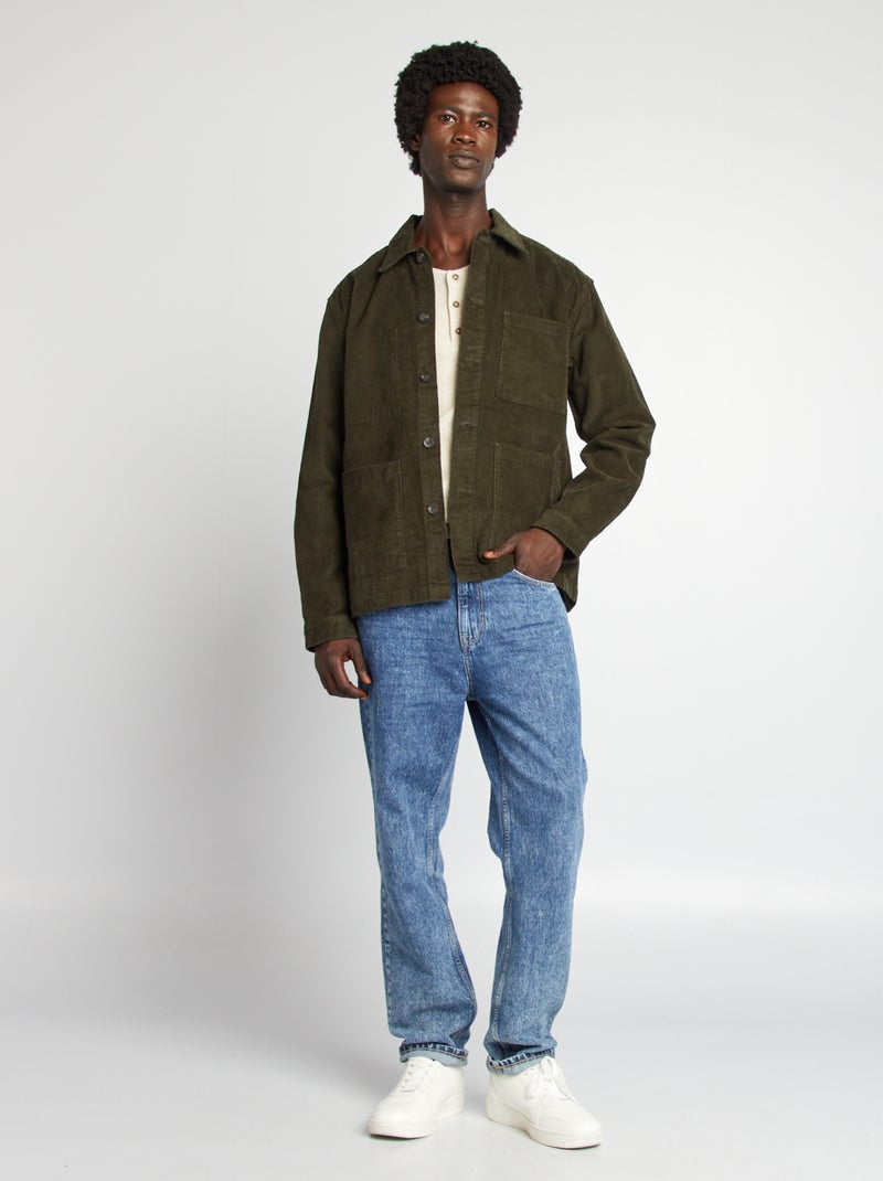 Regular-fit overhemd van velours KAKI - Kiabi