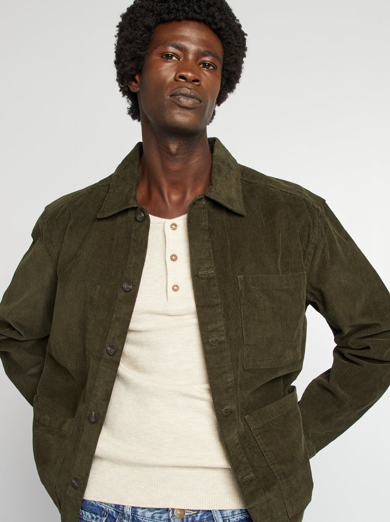 Regular-fit overhemd van velours KAKI - Kiabi