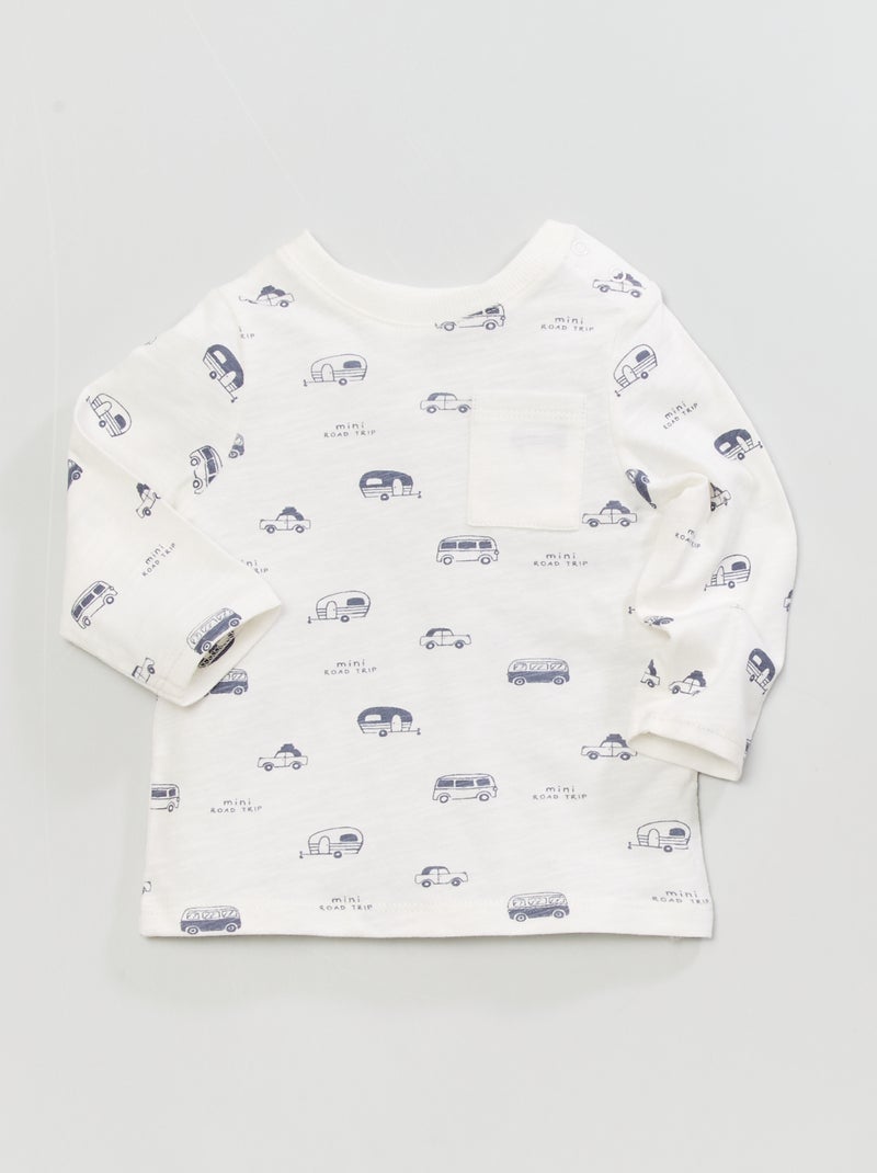Regular-fit T-shirt met ronde hals WIT - Kiabi