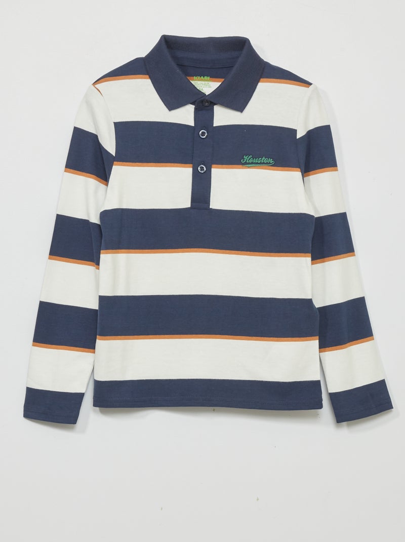 Regular-fit/recht model Wit/marineblauw - Kiabi