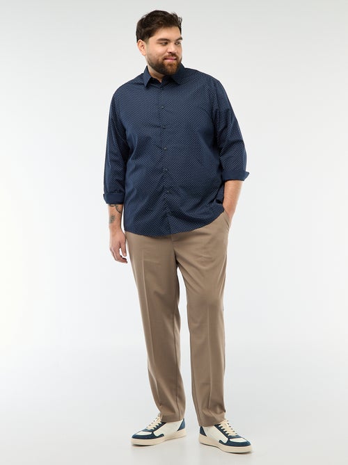 Regular-fit/recht overhemd met motiefje - Kiabi