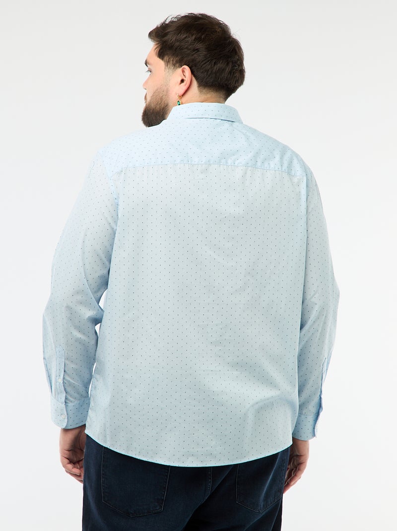 Regular-fit/recht overhemd met motiefje Blauw - Kiabi
