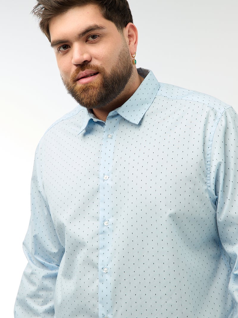 Regular-fit/recht overhemd met motiefje Blauw - Kiabi
