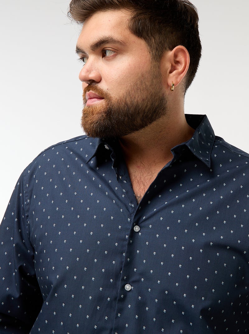 Regular-fit/recht overhemd met motiefje Blauw - Kiabi