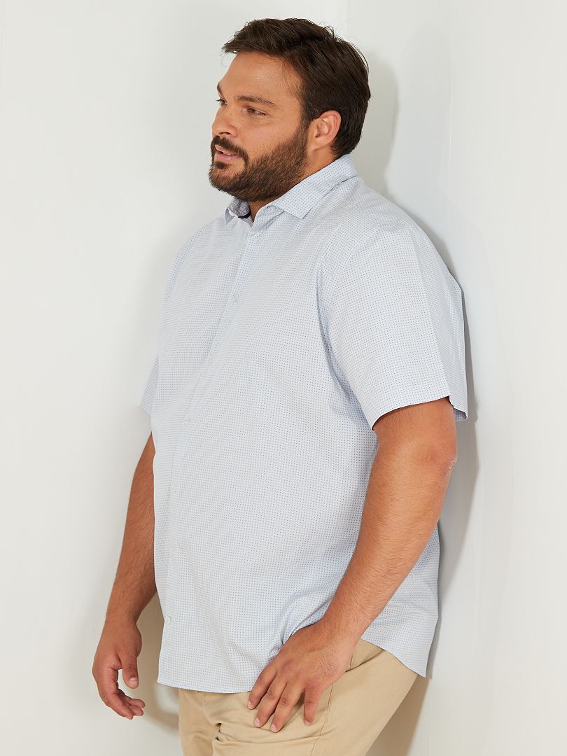Regular gestippeld overhemd BLAUW - Kiabi
