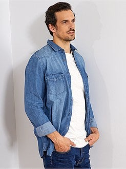 Heren TALL (> 190cm) - Regular overhemd van denim + 1,90 m - Kiabi