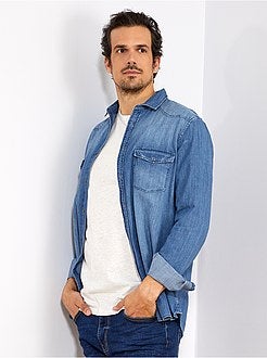 Heren TALL (> 190cm) - Regular overhemd van denim + 1,90 m - Kiabi