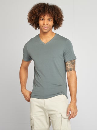 Regular T-shirt van stretchstof