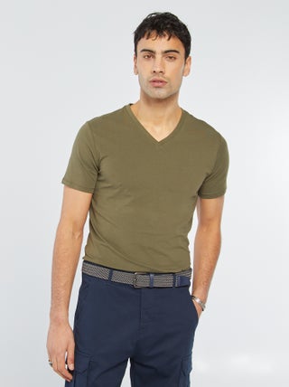 Regular T-shirt van stretchstof