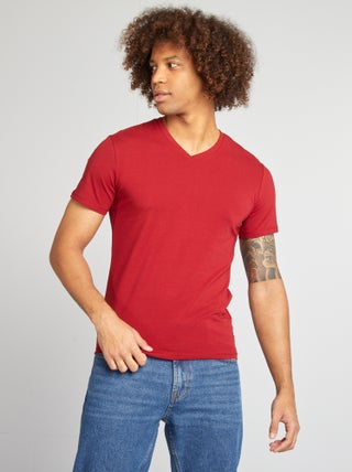 Regular T-shirt van stretchstof