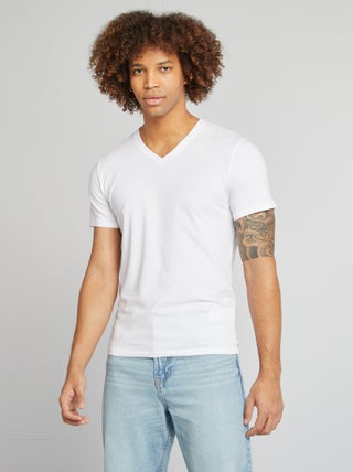 Regular T-shirt van stretchstof
