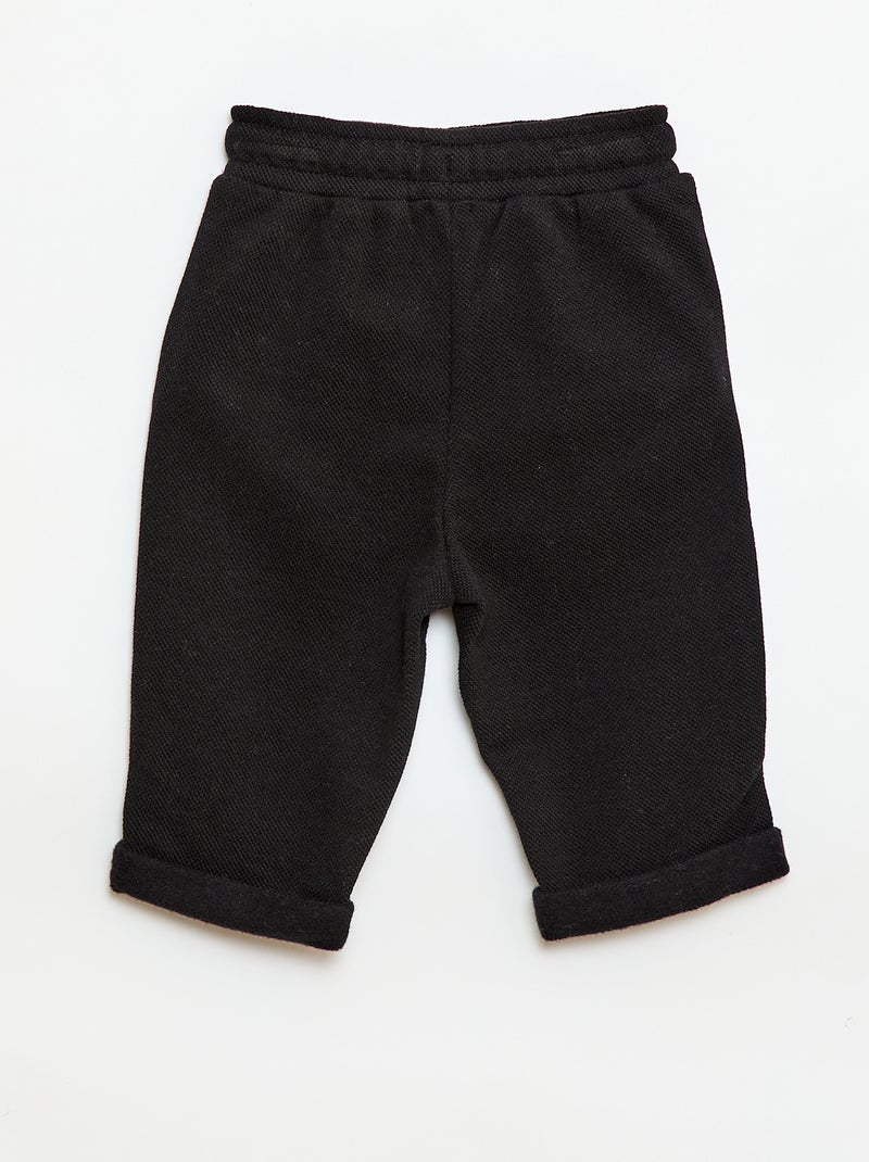 Relaxte broek van piqué breisel Zwart - Kiabi