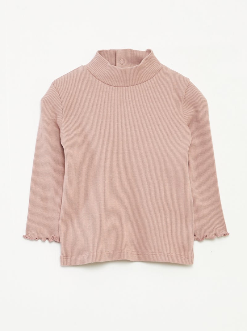 Ribbeltruitje met opstaande kraag Rose - Kiabi