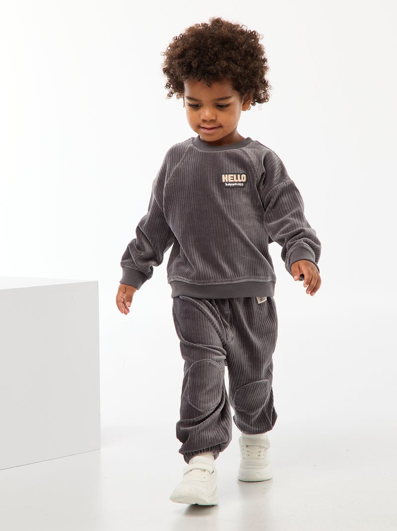 Ribbroek met elastische tailleband Grijs - Kiabi