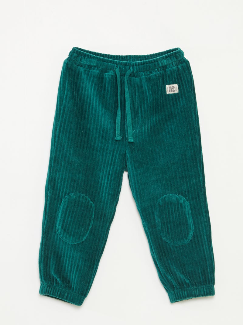 Ribbroek met elastische tailleband Groen - Kiabi