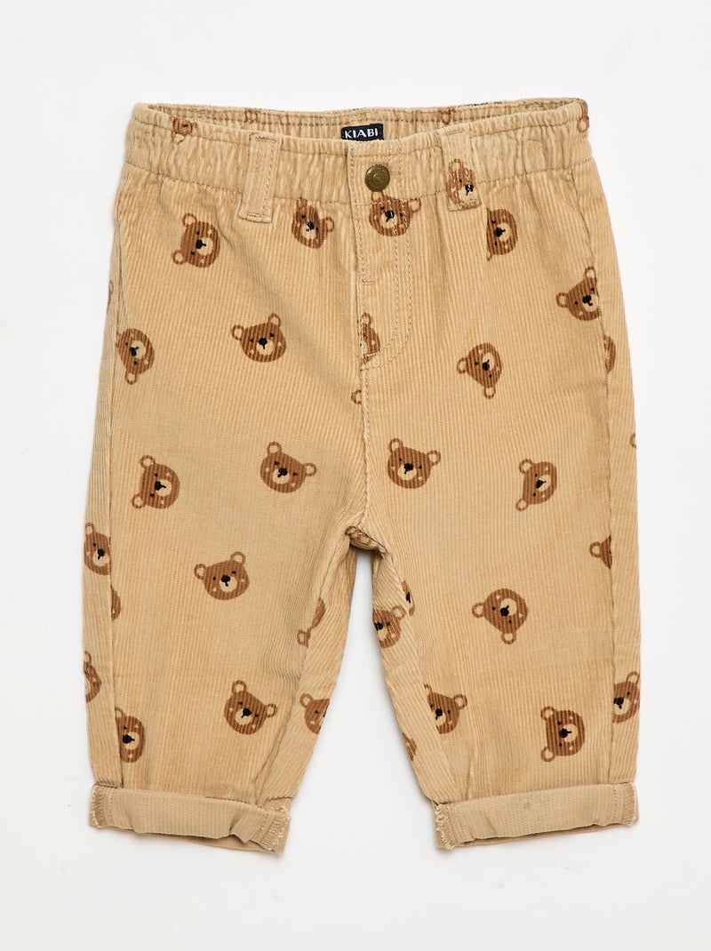 Ribbroek met paperbagtaille Biege - Kiabi