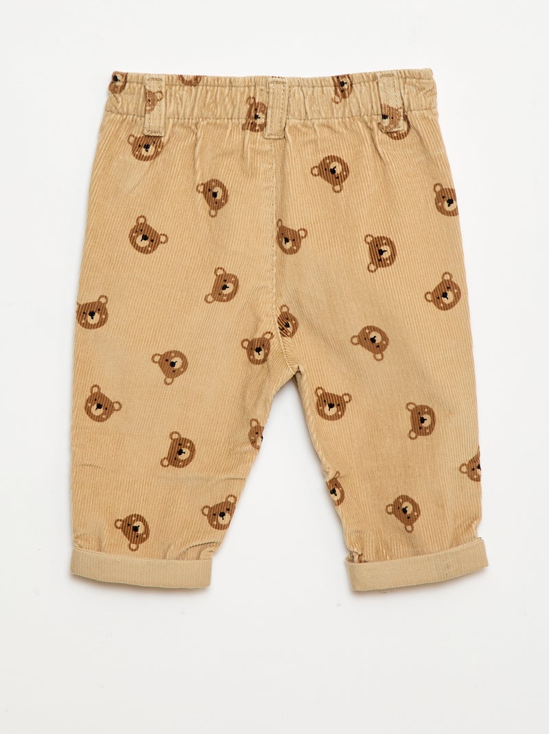 Ribbroek met paperbagtaille Biege - Kiabi