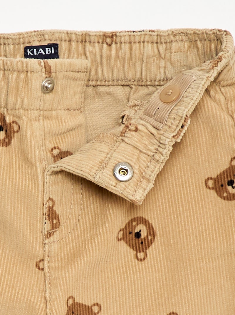 Ribbroek met paperbagtaille Biege - Kiabi