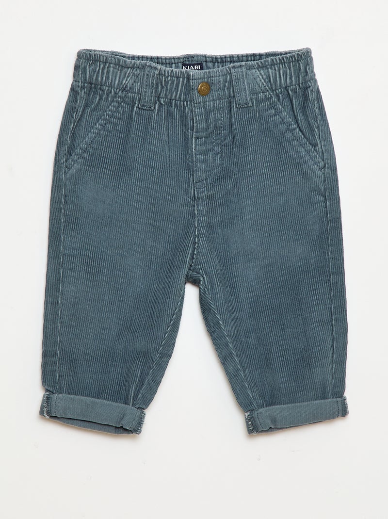 Ribbroek met paperbagtaille blauw - Kiabi