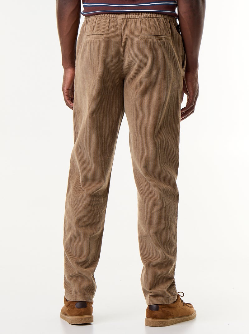 Ribfluwelen broek Biege - Kiabi