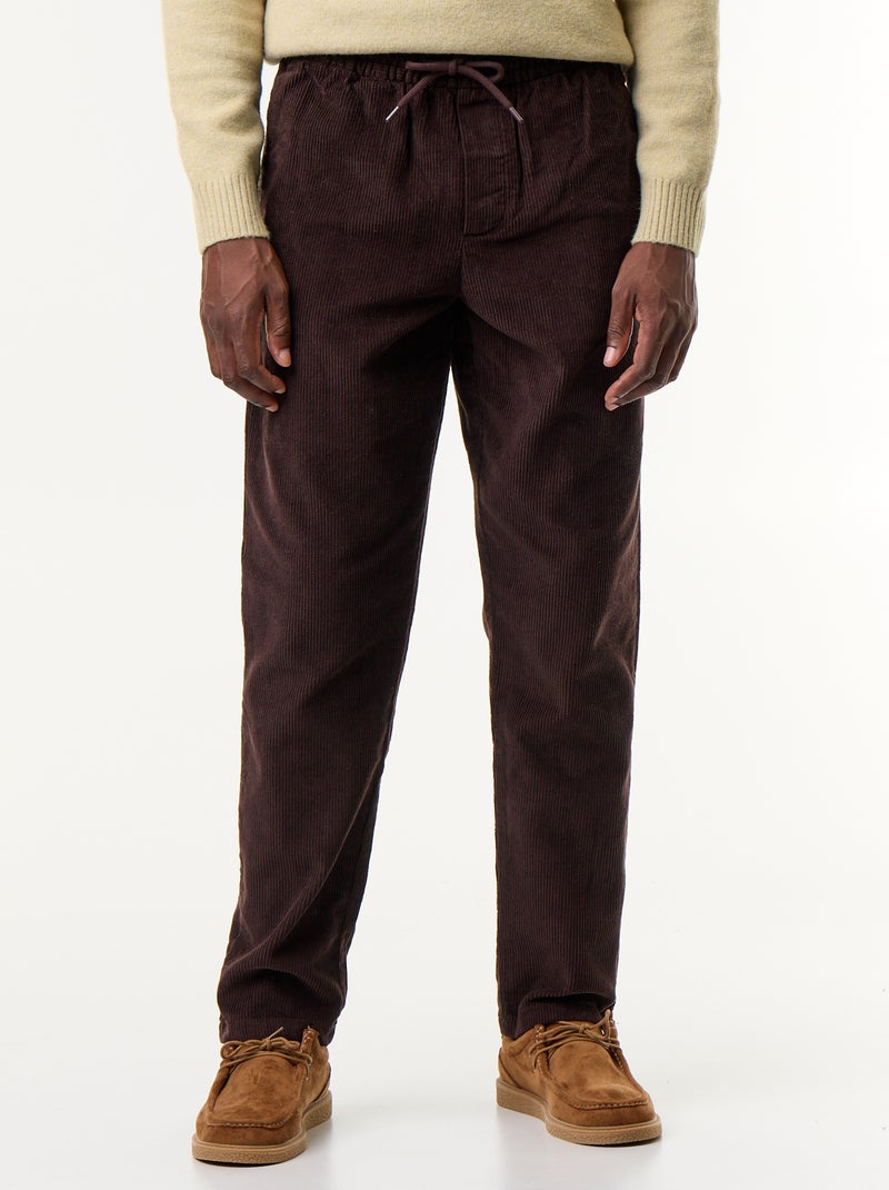 Ribfluwelen broek Bruin - Kiabi