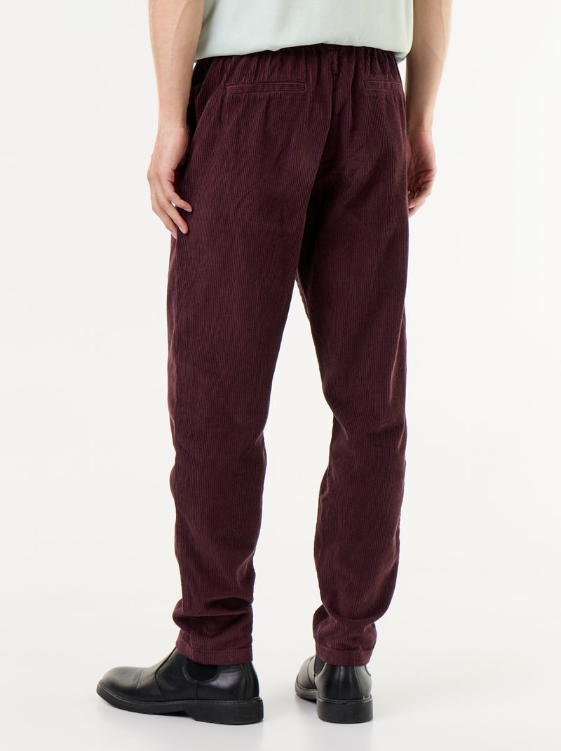 Ribfluwelen broek Paars - Kiabi