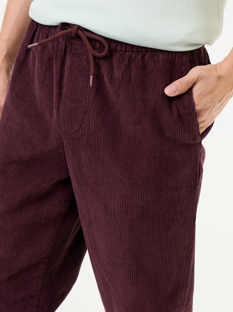 Ribfluwelen broek Paars - Kiabi